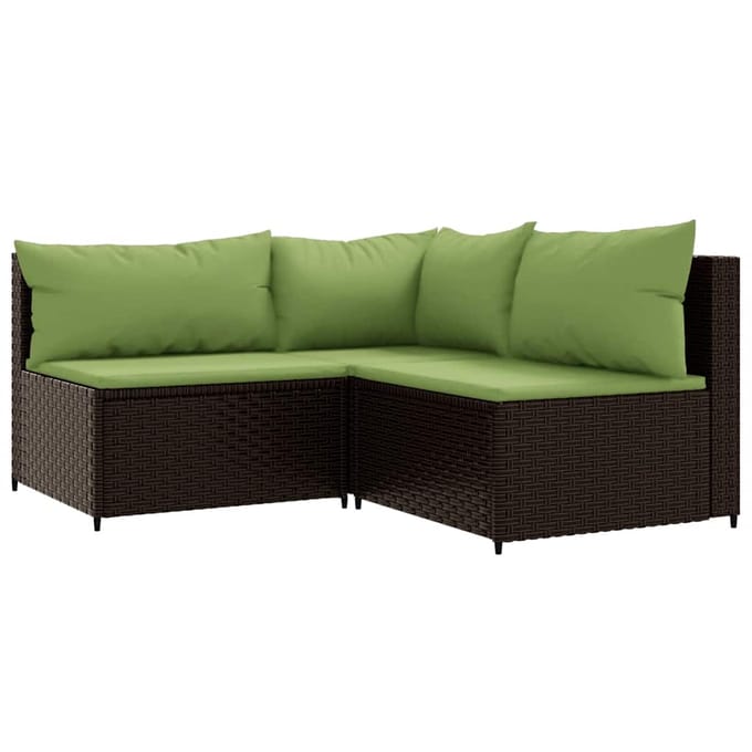 vidaXL - 4-delige - Loungeset - met - kussens - poly - rattan - bruin