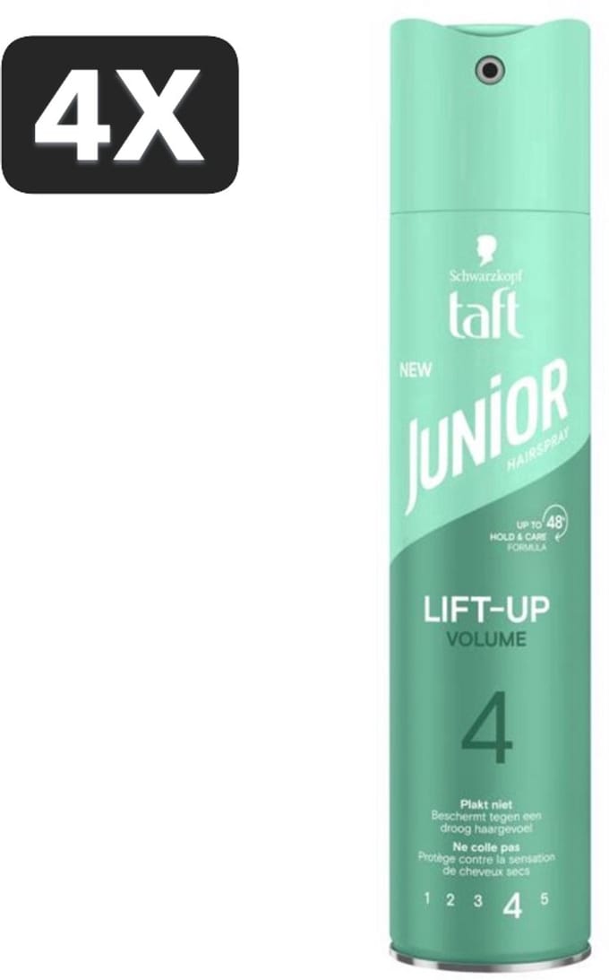 4 x Taft Junior Lift-Up Volume 4 Haarspray – 250 ml