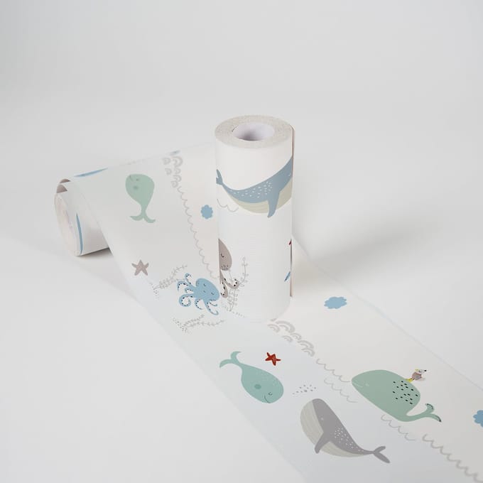 WALVIS, ORKA, OCTOPUS ONDERZEE WERELD BEHANGRAND | Zelfklevend - meerkleurig - A.S. Création Only Borders 11