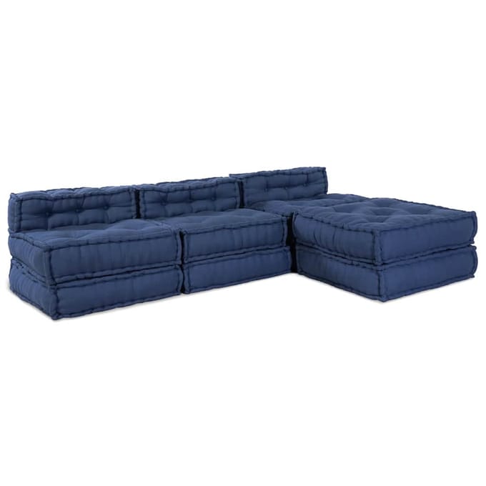 vidaXL - Modulebankeenheid - Stof - Indigo - 210 - x - 140 - x - 56 - cm