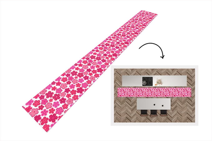 Keukenloper - Keukenmat - Bloemen - Roze - Patronen - 480x60 cm - Keuken vloerkleed