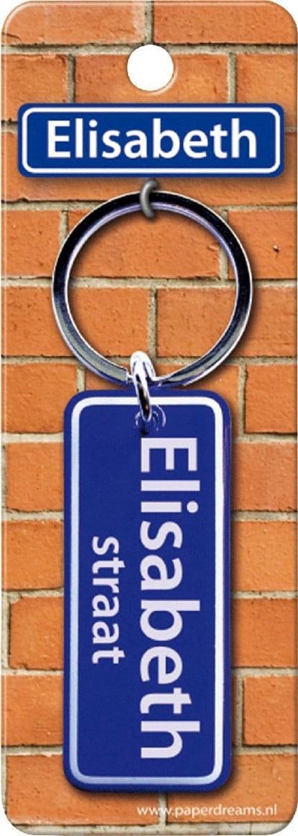 Paper Dreams Sleutelhanger Straatnaam Elisabeth 9 Cm Staal Blauw