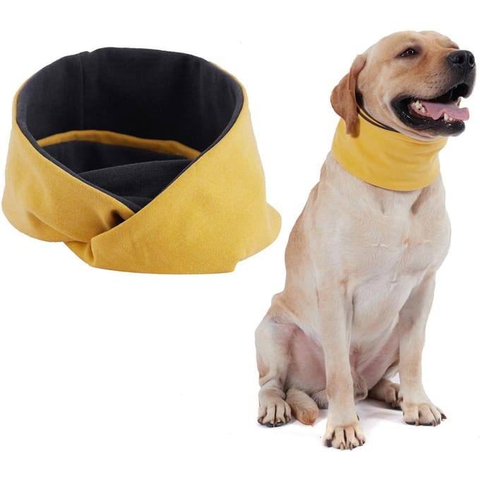 Hondensjaal Omkeerbare warme cirkellus sjaal Huisdier nekwarmer Gaiter voor de winter Small geel