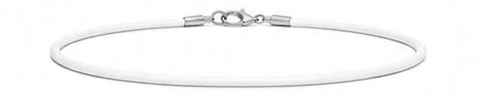 AuBor ®. Leren ketting met zilveren sluiting. Wit. 3mm × 100cm