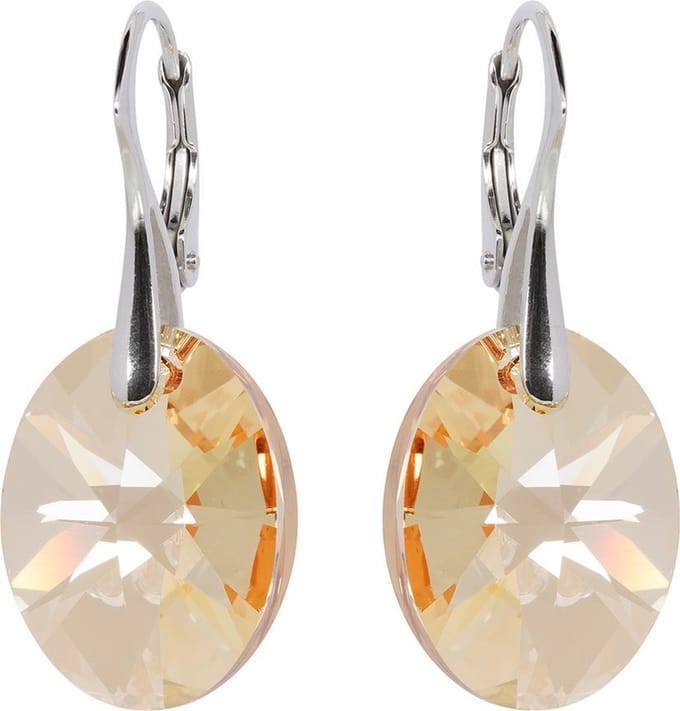 DBD - Zilveren Oorbellen - Swarovski Kristal Elements - Ovaal - 22MM - Anti Allergisch