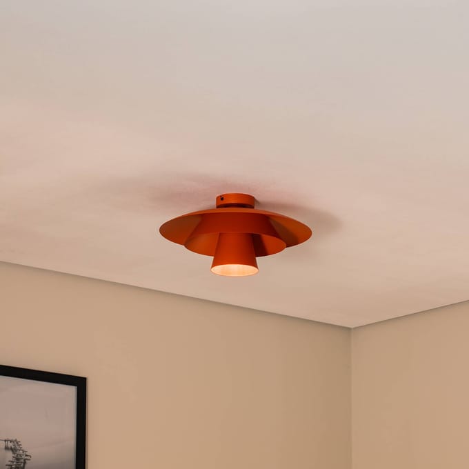 Luminex Plafondlamp Plato, oranje, metaal, Ø 38 cm, E27