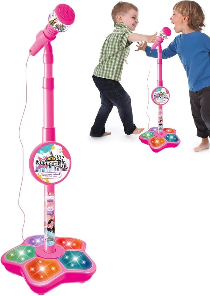 Kinder Microfoon - Karaoke Set - Muziek Maken - Met Lichteffecten - 7 x 237 cm - Roze