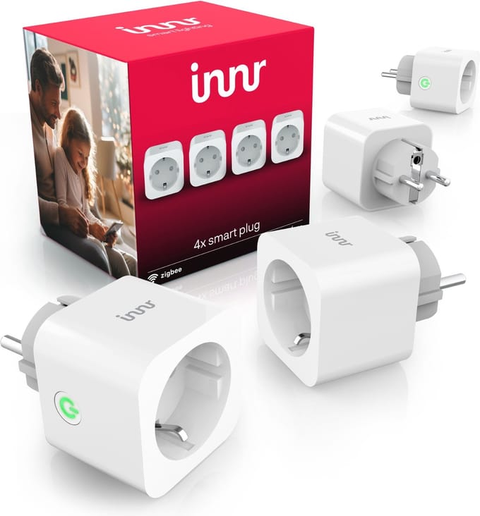 Innr slimme stekker - Zigbee - geschikt voor Philips Hue - smart plug met energiemeter - smartplug - 4 stuks