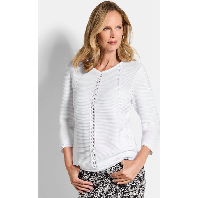 Pullover met tricot details - wit - Gr. 25 van Goldner Fashion