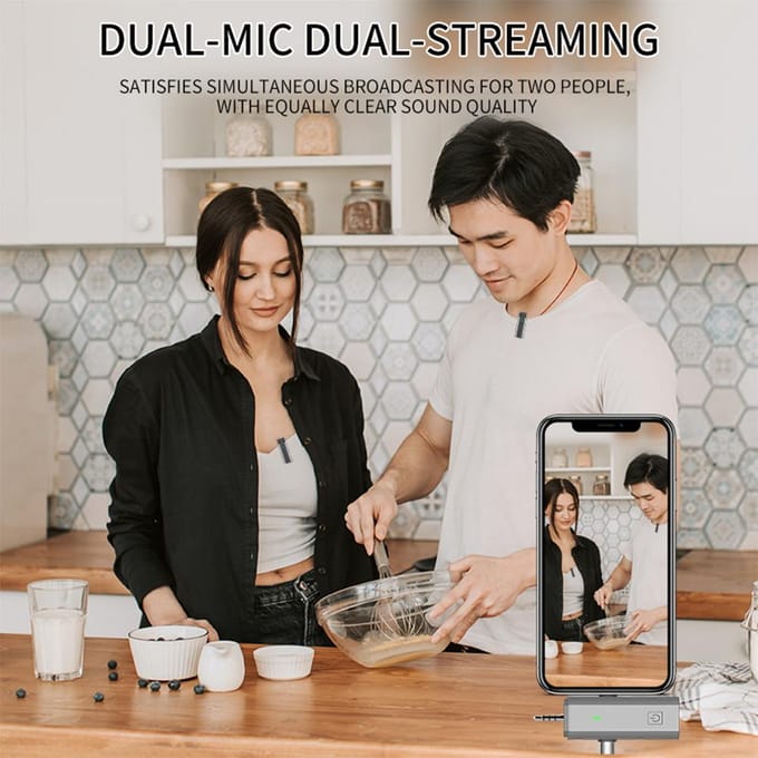 Mini draadloze lavaliermicrofoon 3-in-1-ontvanger voor mobiele telefoon 360 graden omnidirectionele reversmicrofoon 1