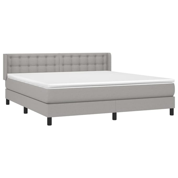 vidaXL - Boxspring - met - matras - stof - lichtgrijs - 160x200 - cm
