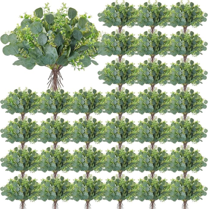 100 Stuks Nep-Eucalyptus Stengels - Kunstmatige Bladeren voor Bruiloften en Decoratie