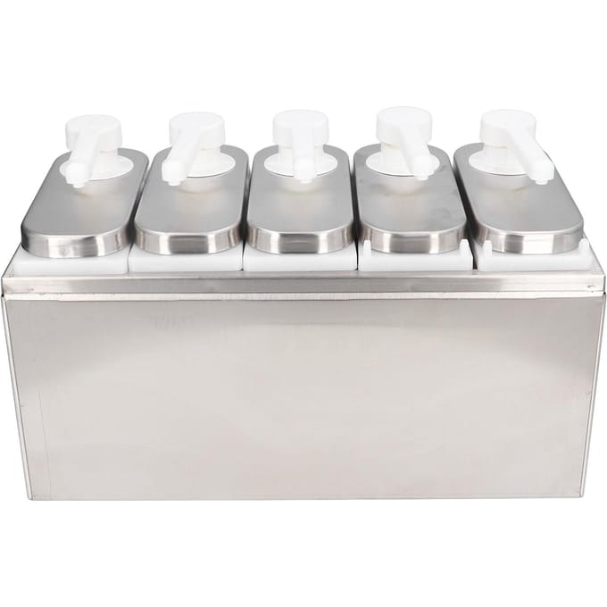 Sausdispenser Pomp Salade Jam Kruiden Condiment Knijppomp Container met Basis voor Keuken 5 Pumps