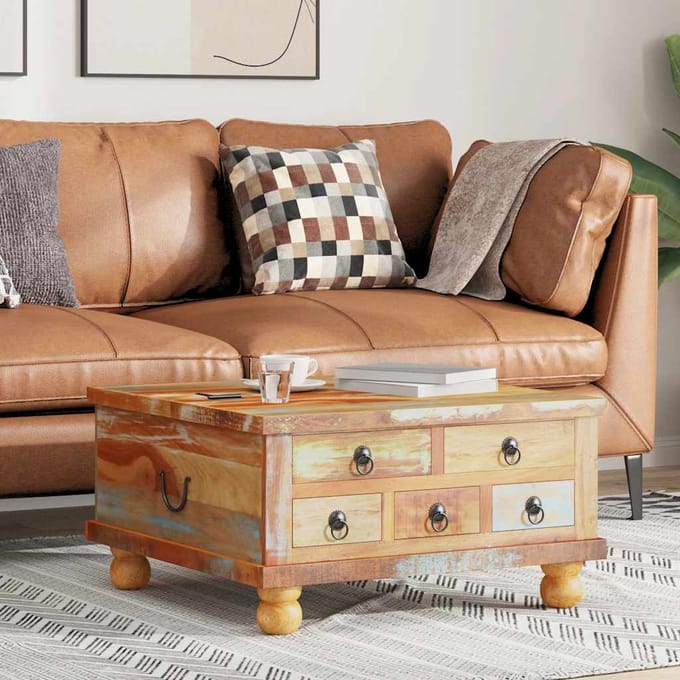 vidaXL - Salontafel - 70x70x38 - cm - gerecycled - hout