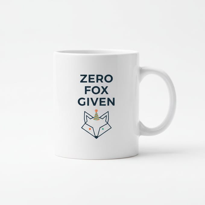 Grappige Tekst Mok “Zero Fox Given” – Minimalistische Vos Illustratie – Koffie & Thee Mok – 330 ml