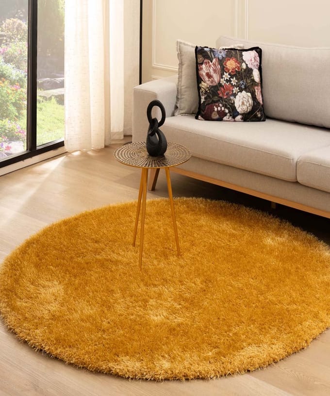 Velvet vloerkleed rond - Posh goud 200