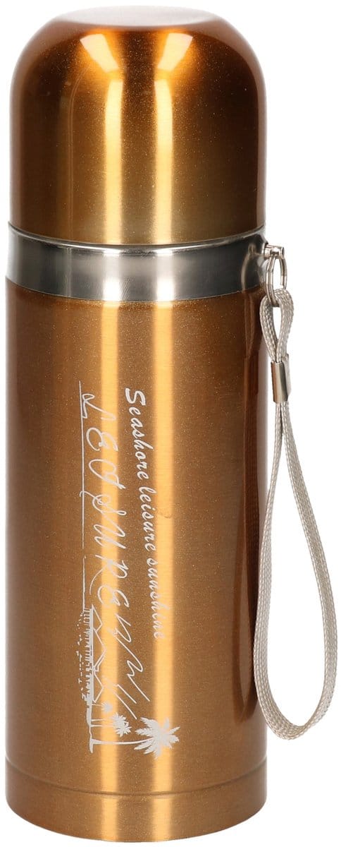 Thermosfles Leisure - RVS - isoleerfles - goud - 350 ml - Thermoflessen - met draaglus