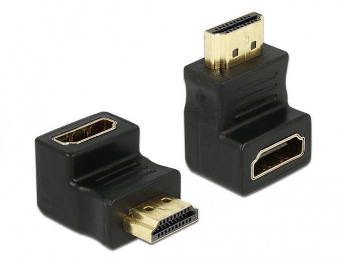Delock Adapter HDMI male to HDMI female 90° down