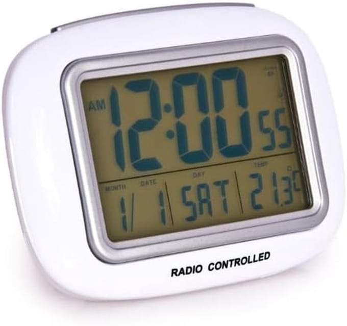 Draadloze Wekker met Temperatuursensor en Groot Verlicht Display - Wit