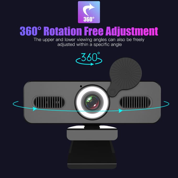 Webcam HD 2160P avec Microphone, caméra Web USB, grand Angle de 120 degrés avec 1080P