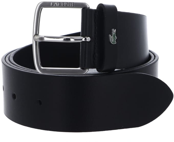 LACOSTE Leren riem Elegance Plain Leather Belt W110 Noir zwart