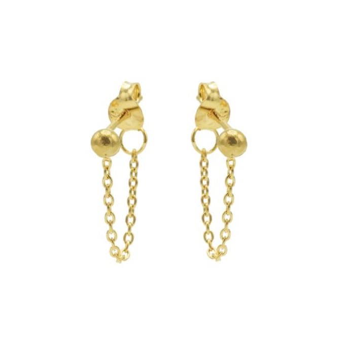 Karma oorbel Chain Ball Zilver Goldplated-M1851