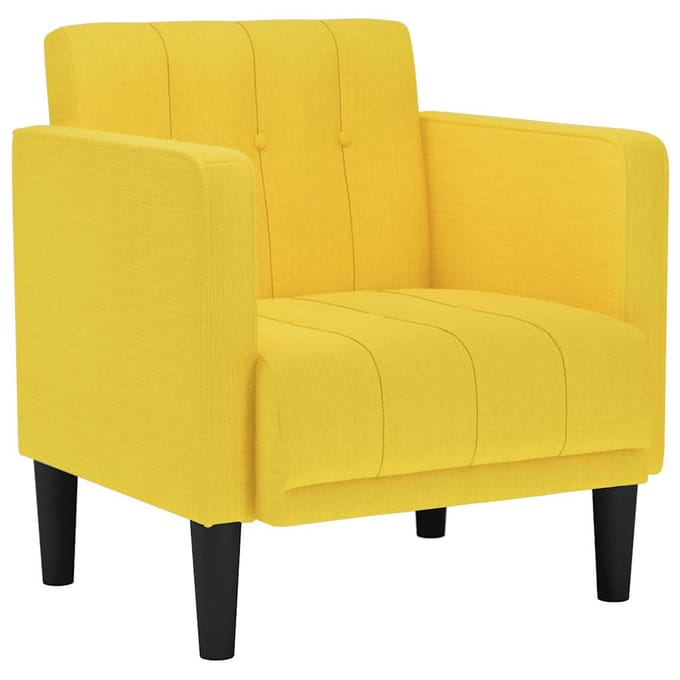 vidaXL - Fauteuil - met - armleuningen - Lichtgeel - 53 - cm - Stof