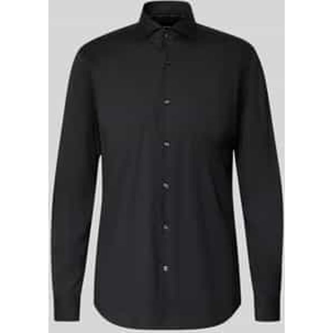 BOSS Hank slim fit overhemd - popeline - zwart - Strijkvriendelijk - Boordmaat: 44