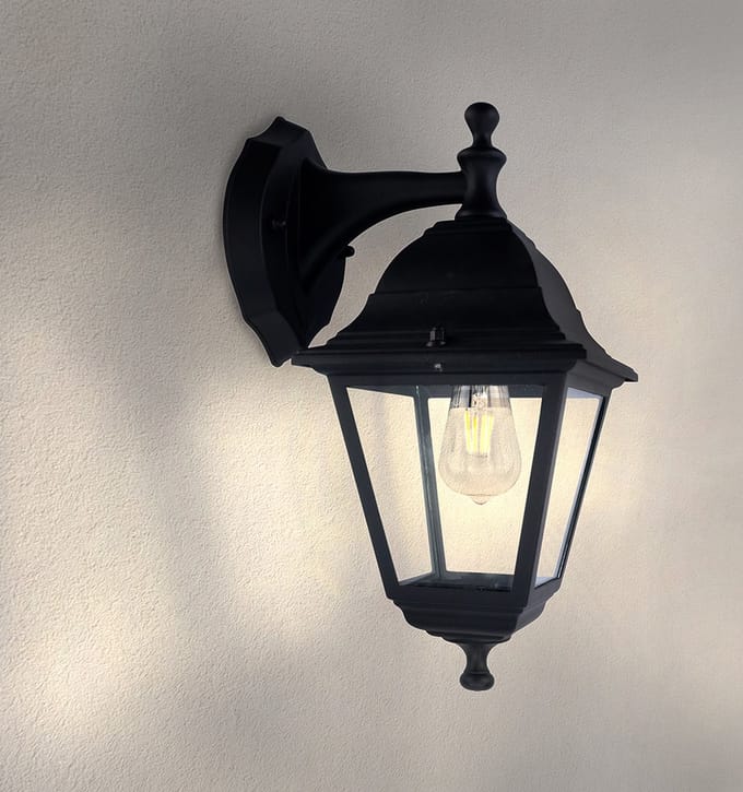 Ledvion - LED Wandlamp - E27 - IP44 - Zwart Vela S
