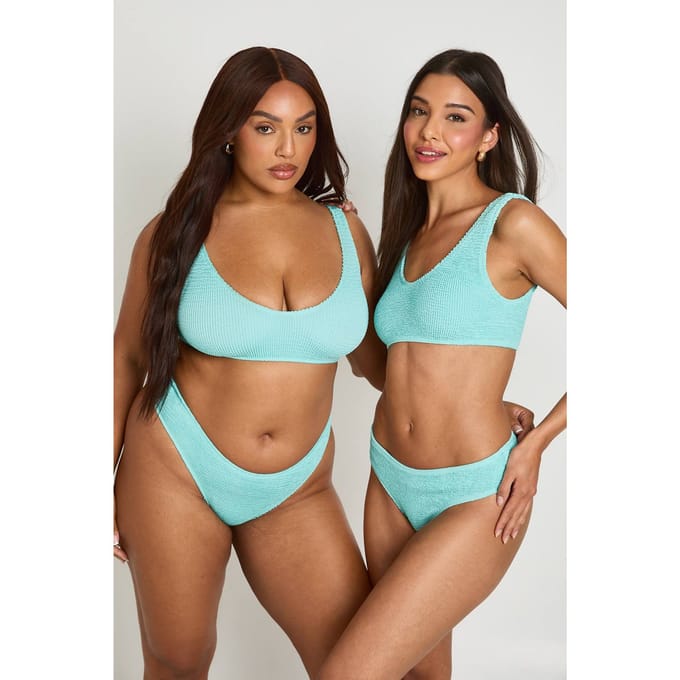 boohoo Dames Premium One Size Fits All Crinkle Scoop Bikini Top | Aqua