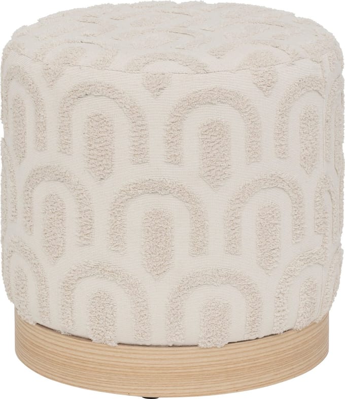 Atmosphera Copas Poef - Ø38xH38cm - Voetbankje - Wit