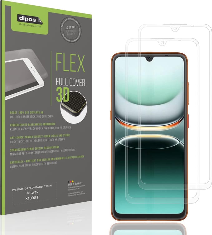 dipos FLEX – 2x Matte Screenprotector geschikt voor Hotwav X100GT | Volledige Schermbescherming | Case-Friendly