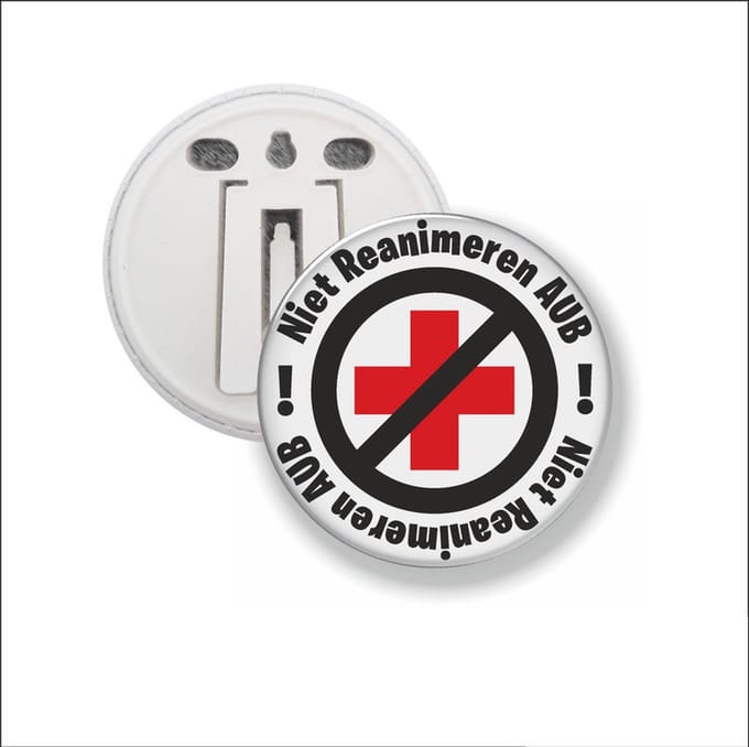 Button Met Clip 58 MM - Niet Reanimeren