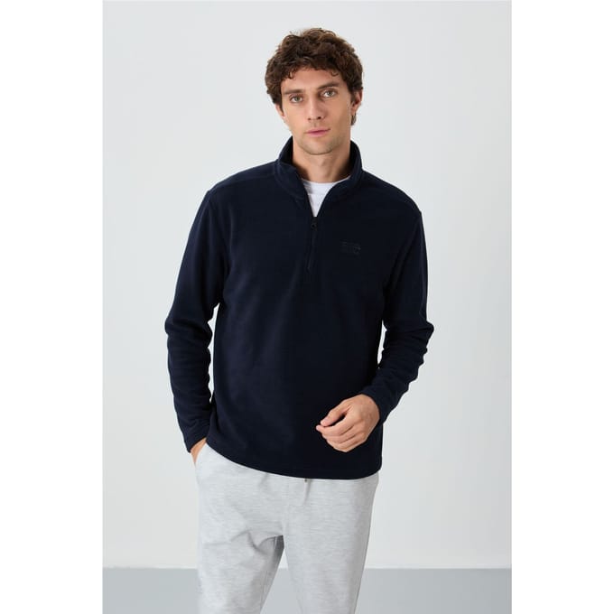 Mannen Pluche Half-Zip Sweatshirt