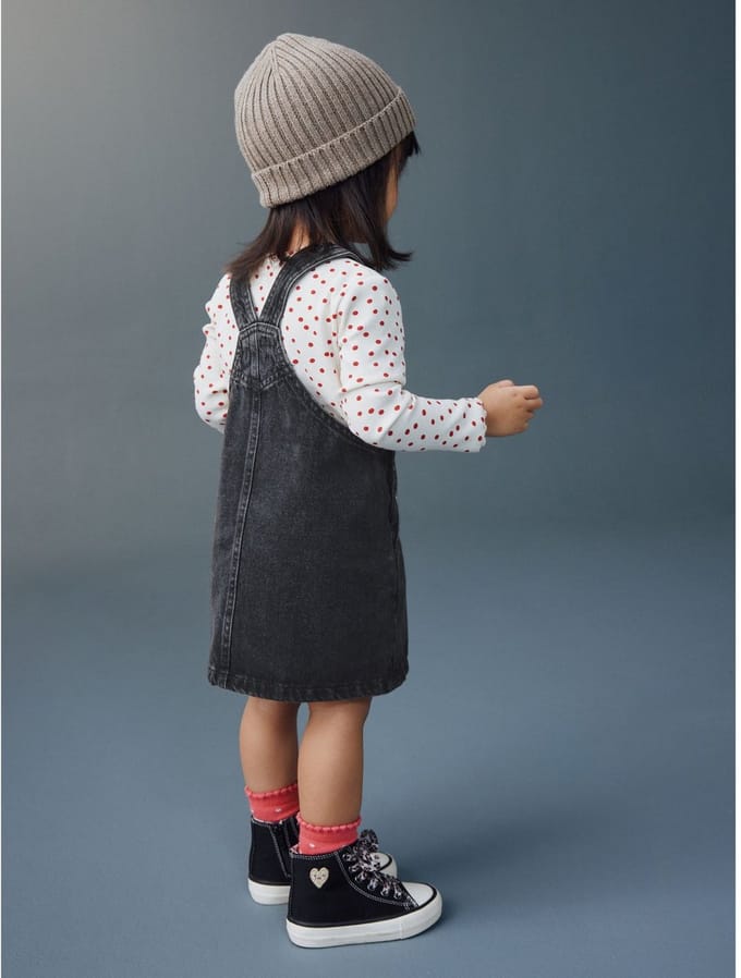 Next - Meisjes - Denim overgooier jurkje - Zwart
