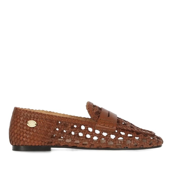 Fred De La Bretoniere - Glara Woven Mocassin Leer Tan - Maat 40