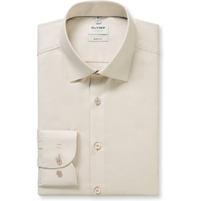 OLYMP Level Five Overhemd, Body Fit, Kent, Beige