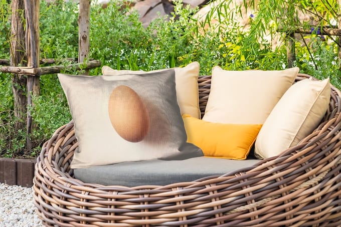 Buitenkussens - Tuin - Ei - Beige - Ovaal - Egaal - 50x30 cm