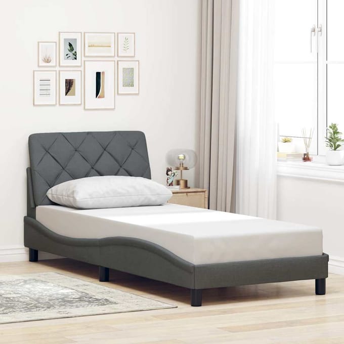 vidaXL - Bedframe - zonder - matras - 80x200 - cm - stof - donkergrijs