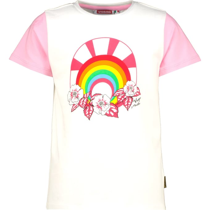 Vingino Minthe Real White Maat: 4 | T-Shirts Outlet | Unisex | Roze