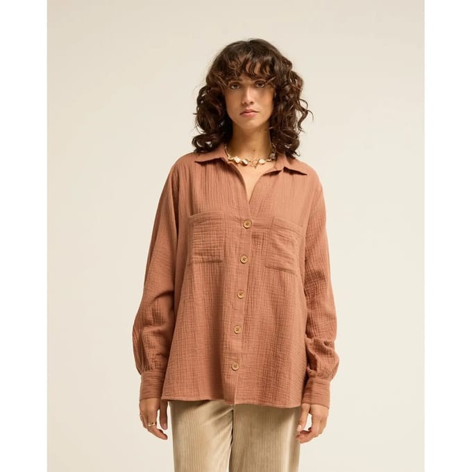 Billabong Swell Overhemd Met Lange Mouwen Bruin M Vrouw
