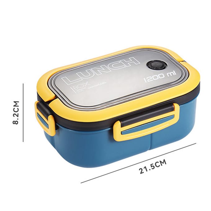 1200ml Bento Lunchbox Dubbellaags Isolatie Lunchbox Container met Vork Lepel voor Studenten groen