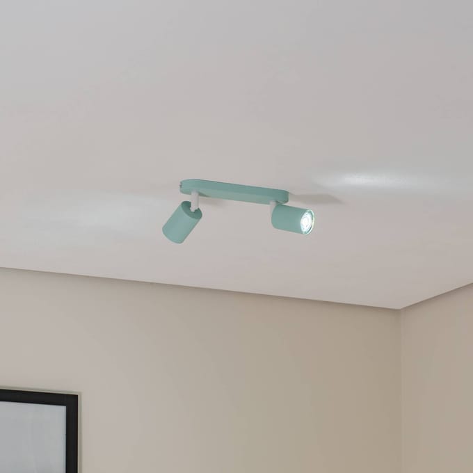 TK Lighting Plafondspot Livia, mintgroen, 35 cm, 2-lamps, metaal, GU10