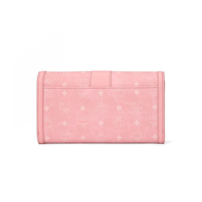 MCM Monogram Logo Lock Chain Shoulder Strap Coated Canvas Large Shoulder Bag Women Shoulder Bag Cherry-Blossom-Pink MYLDSXT01QZ001 Basic Set (Bag+Dust Bag) white