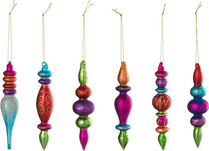 J-Line kerstbal - glas - mix - doos van 6