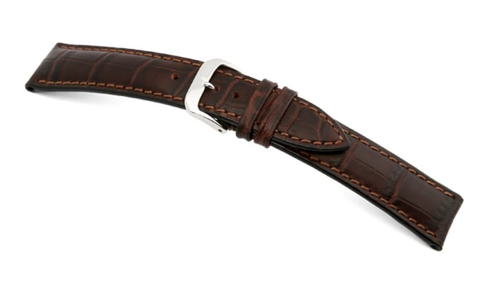 Lederband Jackson 20mm mokka met Alligatorprint