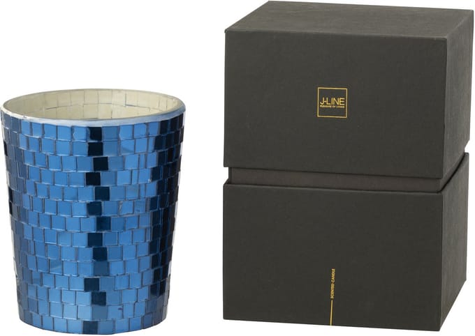 J-Line geurkaars Spiegel - Moon Water & Sage - glas - blauw