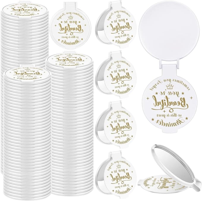 Compacte Spiegels - Make-up Spiegels - Persoonlijke Verzorging - Inspirerende Tekst - 100 Stuks - Wit