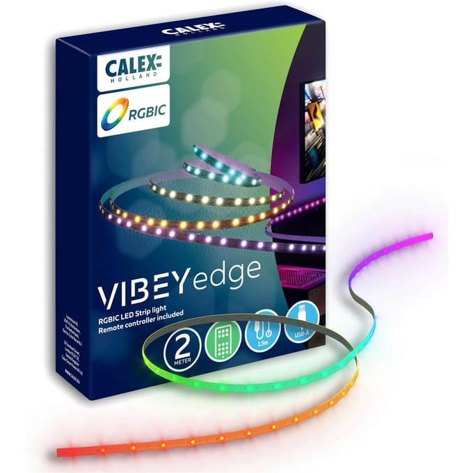 Calex Vista LED Strip 2 meter - USB - Warm wit licht - Inclusief Afstandsbediening