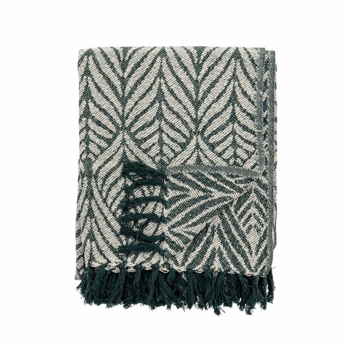 Creative Collection - Plaid gerecycled katoen - groen botanisch - 130x160cm